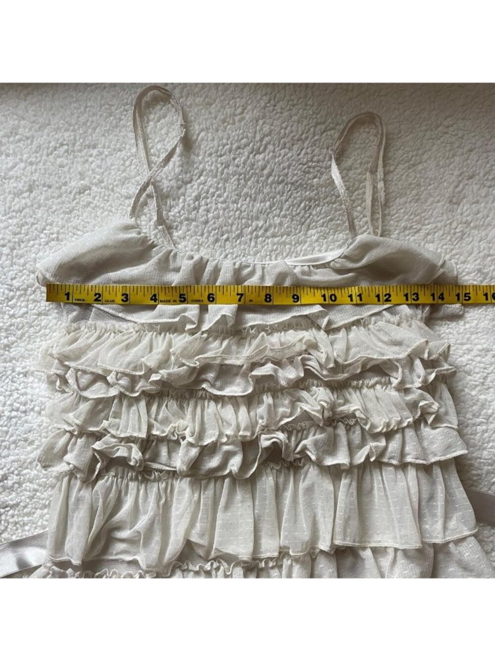 Cream ruffle dress with bow detail - Picture 6 of 8
